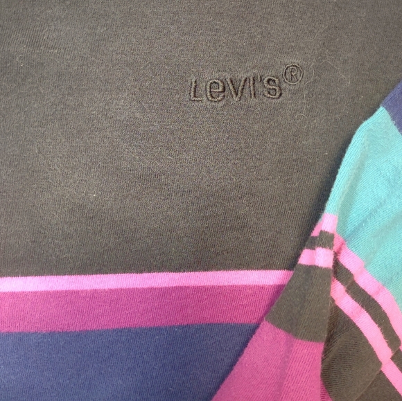 Black Purple & Teal Long Sleeve Cotton T Shirt From Levi's Red Tab| Medium - Picture 5 of 9